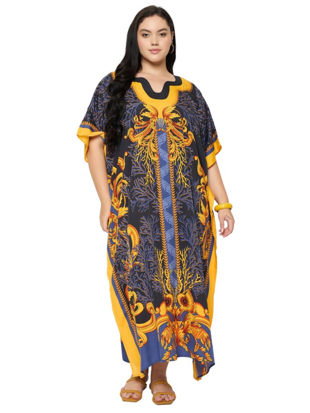 Women Plus Size Stylish Caftan Dress Beach Cover Up Polyester Maxi Mumu Dresses